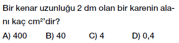 6. sınıf alan ölçme birimleri testi çöz, pdf indir