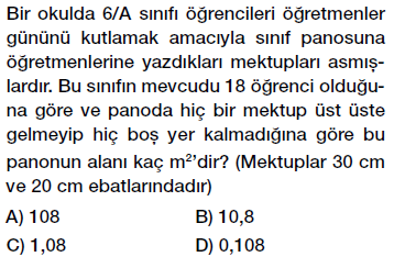 6. sınıf alan ölçme birimleri testi çöz, pdf indir