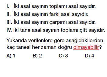 6. Sınıf Asal Sayılar Testi Çöz