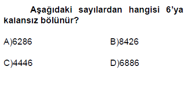 6. sınıf bölünebilme cevaplı testi çöz