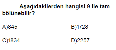 6. sınıf bölünebilme cevaplı testi çöz