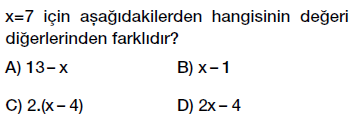 6. Sınıf Cebirsel ifadenin değerini hesaplama, değer bulma testi çöz