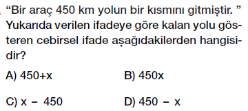 6. Sınıf Cebirsel ifade yazma testi çöz