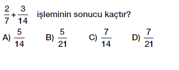6. Sınıf Kesirlerle Toplama ve Çıkarma Testi Çöz indir