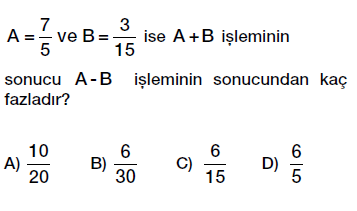 6. Sınıf Kesirlerle Toplama ve Çıkarma Testi Çöz indir