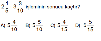 6. Sınıf Kesirlerle Toplama ve Çıkarma Testi Çöz indir