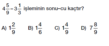 6. Sınıf Kesirlerle Toplama ve Çıkarma Testi Çöz indir
