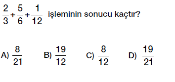 6. Sınıf Kesirlerle Toplama ve Çıkarma Testi Çöz indir