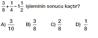 6. Sınıf Kesirlerle Toplama ve Çıkarma Testi Çöz indir