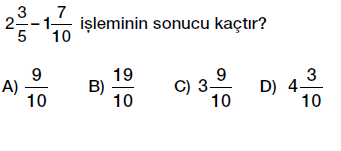 6. Sınıf Kesirlerle Toplama ve Çıkarma Testi Çöz indir