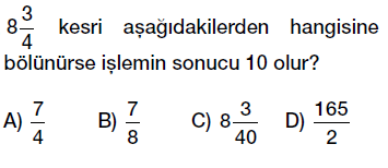 6. sınıf kesirler bölme işlemi testi çöz indir