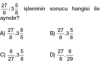 6. sınıf kesirler bölme işlemi testi çöz indir