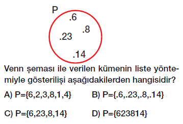 6. Sınıf Kümelerin Farklı Gösterimleri Testi Çöz