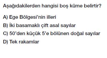 6. Sınıf - Kümeler, Boş Küme Testi Çöz
