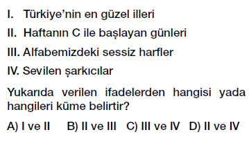 6. Sınıf - Kümeler, Boş Küme Testi Çöz