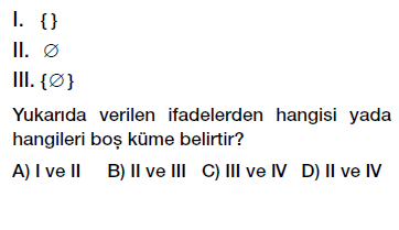 6. Sınıf - Kümeler, Boş Küme Testi Çöz