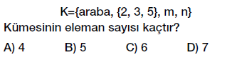 6. Sınıf kümenin elemanı ve eleman sayısı testi çöz indir