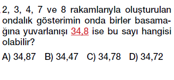 6. sınıf ondalık kesirler çözümleme ve yuvarlama testi çöz indir