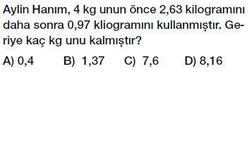 6. sınıf ondalık gösterim problemleri testi çöz indir