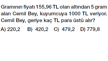 6. sınıf ondalık gösterim problemleri testi çöz indir