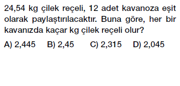 6. sınıf ondalık gösterim problemleri testi çöz indir