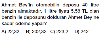 6. sınıf ondalık gösterim problemleri testi çöz indir