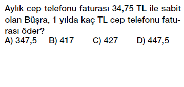 6. sınıf ondalık gösterim problemleri testi çöz indir