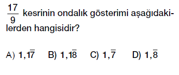 6.sınıf ondalık gösterim, ondalık kesirler bölme kesir ilişkisi testi çöz indir