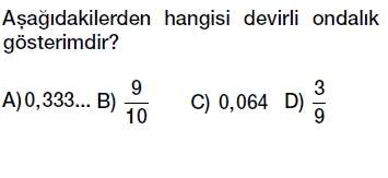 6.sınıf ondalık gösterim, ondalık kesirler bölme kesir ilişkisi testi çöz indir
