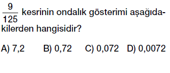 6.sınıf ondalık gösterim, ondalık kesirler bölme kesir ilişkisi testi çöz indir
