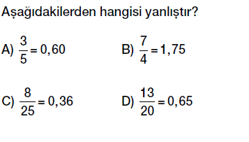 6.sınıf ondalık gösterim, ondalık kesirler bölme kesir ilişkisi testi çöz indir