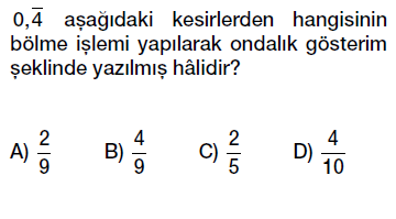 6.sınıf ondalık gösterim, ondalık kesirler bölme kesir ilişkisi testi çöz indir