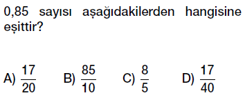 6.sınıf ondalık gösterim, ondalık kesirler bölme kesir ilişkisi testi çöz indir