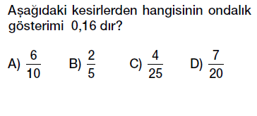 6.sınıf ondalık gösterim, ondalık kesirler bölme kesir ilişkisi testi çöz indir