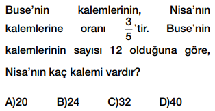 6. sınıf oran testi çöz cevap anahtarlı