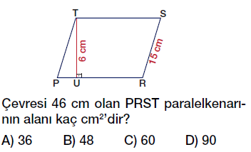 6. Sınıf paralelkenarın alanı testi çöz