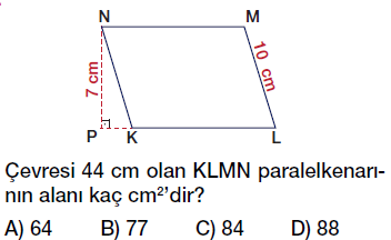6. Sınıf paralelkenarın alanı testi çöz