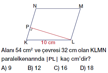 6. Sınıf paralelkenarın alanı testi çöz