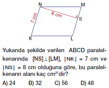 6. Sınıf paralelkenarın alanı testi çöz