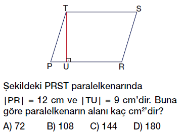 6. Sınıf paralelkenarın alanı testi çöz