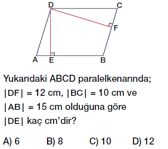 6. Sınıf paralelkenarın alanı testi çöz