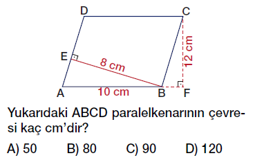 6. Sınıf paralelkenarın alanı testi çöz