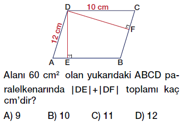 6. Sınıf paralelkenarın alanı testi çöz