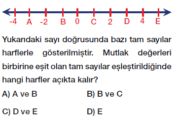 6.sınıf tam sayılar mutlak değer testi çöz