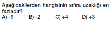 6.sınıf tam sayılar mutlak değer testi çöz