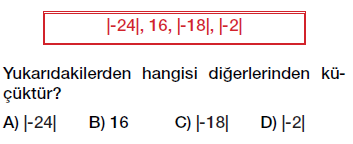 6.sınıf tam sayılar mutlak değer testi çöz