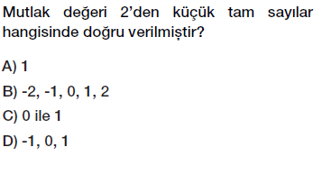 6.sınıf tam sayılar mutlak değer testi çöz