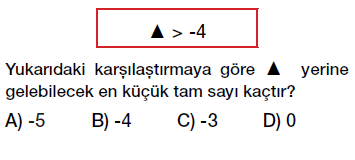 6. Sınıf Tam sayılar karşılaştırma ve sıralama testi çöz