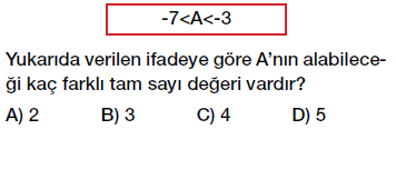 6. Sınıf Tam sayılar karşılaştırma ve sıralama testi çöz
