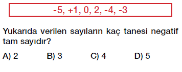 6. Sınıf Tam Sayıları tanıyalım ve sayı doğrusunda gösterelim testi çöz